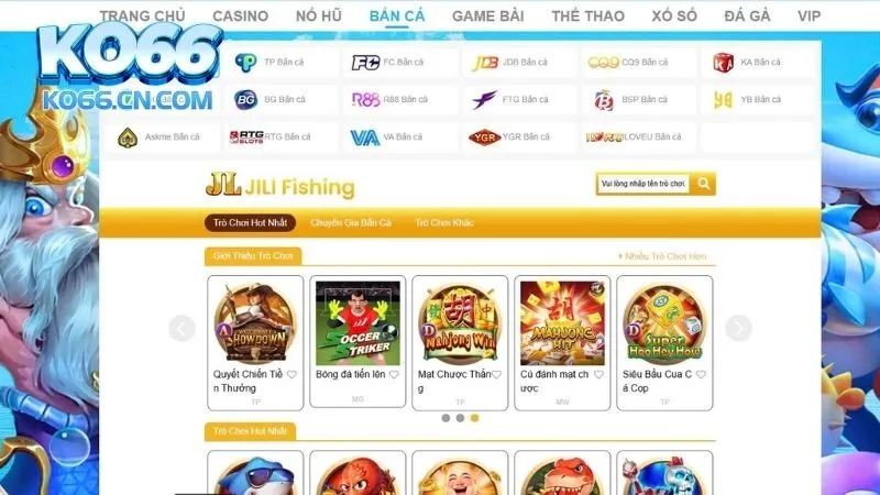 Một số sảnh game bắn cá KO66 hot nhất